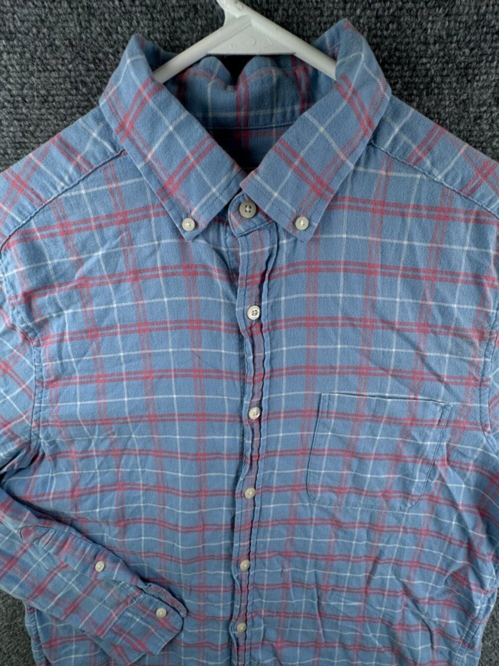 Vineyard Vines Flannel Button Up Classic Murray Plaid Red Blue Linen Cotton M